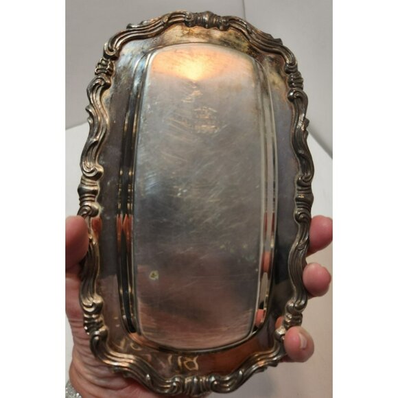 Vtg F.B. Rogers Silver Co. 1959X Silverplate Covered Butter Dish w/Glass Ornate - Picture 7 of 14